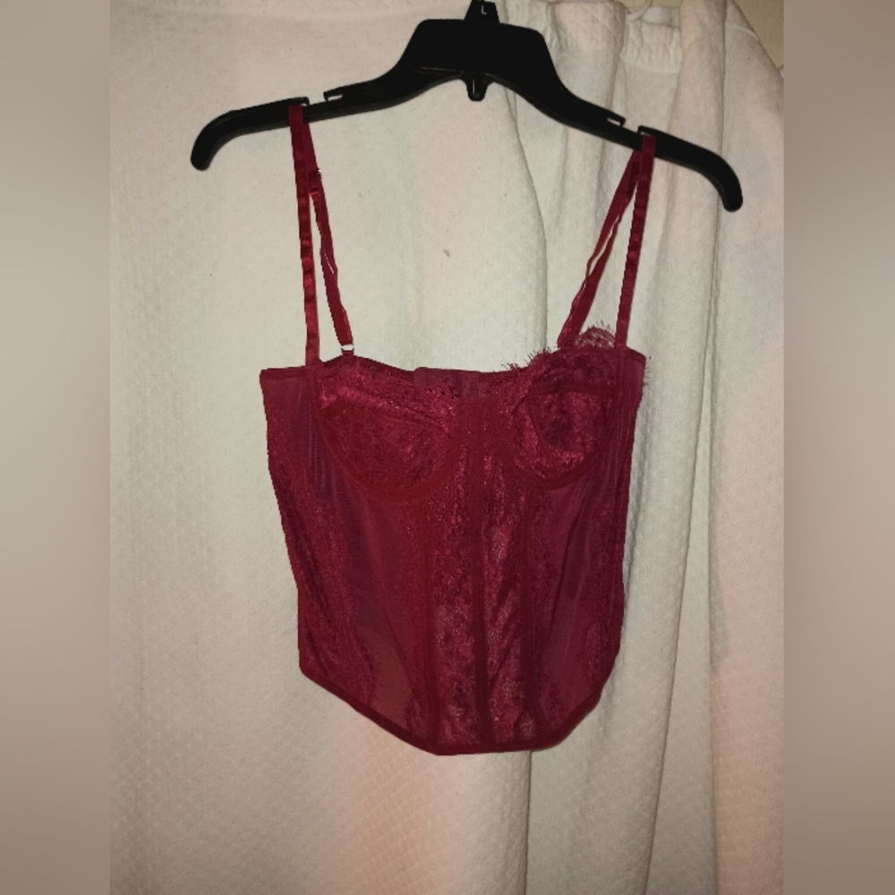 Dealmore Burgundy Lace Corset Top Size L